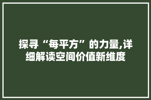 探寻“每平方”的力量,详细解读空间价值新维度