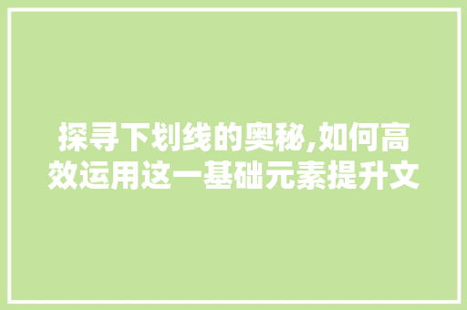 探寻下划线的奥秘,如何高效运用这一基础元素提升文档阅读体验