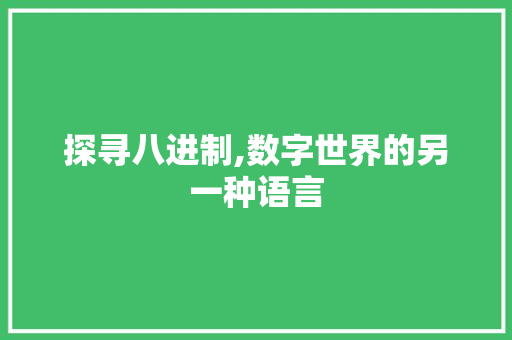 探寻八进制,数字世界的另一种语言 友链在线