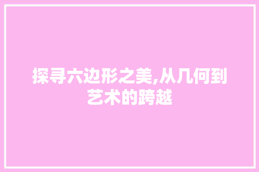 探寻六边形之美,从几何到艺术的跨越