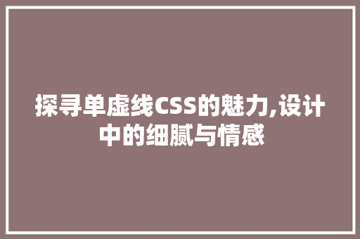 探寻单虚线CSS的魅力,设计中的细腻与情感