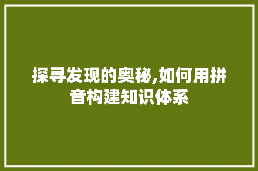 探寻发现的奥秘,如何用拼音构建知识体系 Web前端