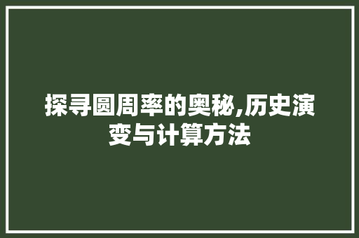 探寻圆周率的奥秘,历史演变与计算方法