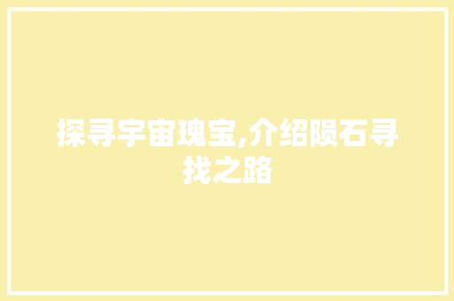 探寻宇宙瑰宝,介绍陨石寻找之路