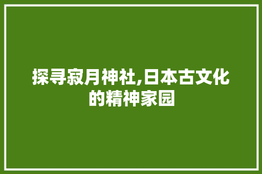 探寻寂月神社,日本古文化的精神家园
