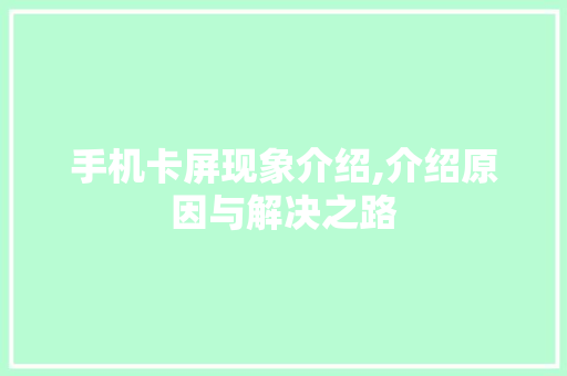 手机卡屏现象介绍,介绍原因与解决之路