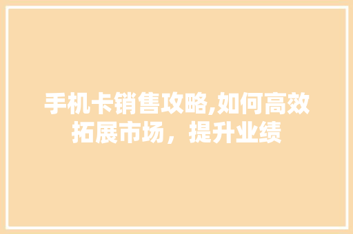 手机卡销售攻略,如何高效拓展市场，提升业绩