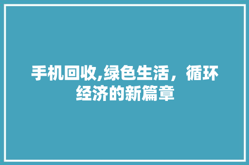 手机回收,绿色生活，循环经济的新篇章
