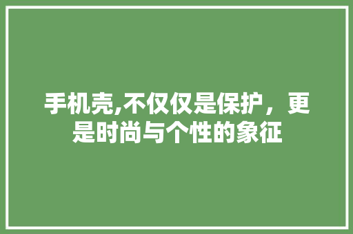 手机壳,不仅仅是保护，更是时尚与个性的象征