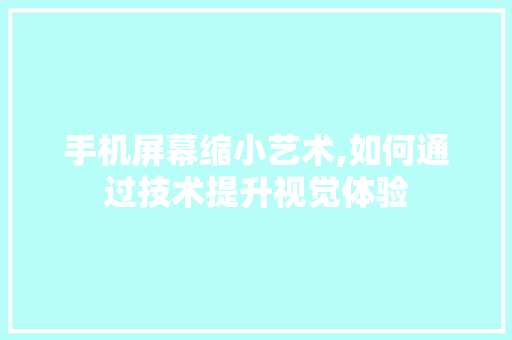 手机屏幕缩小艺术,如何通过技术提升视觉体验 服务器/数据库