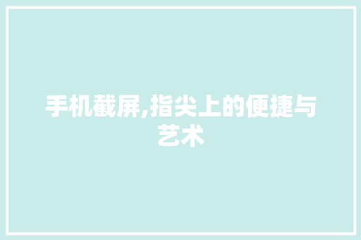 手机截屏,指尖上的便捷与艺术