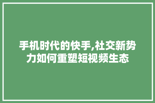 手机时代的快手,社交新势力如何重塑短视频生态