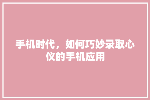 手机时代，如何巧妙录取心仪的手机应用 SEO教程