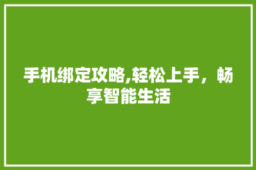 手机绑定攻略,轻松上手，畅享智能生活