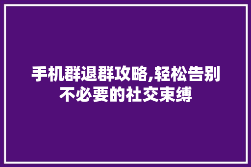 手机群退群攻略,轻松告别不必要的社交束缚