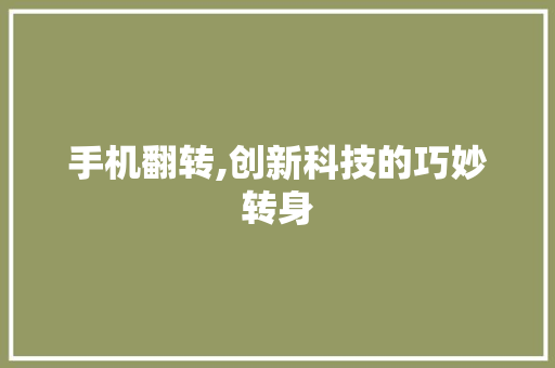手机翻转,创新科技的巧妙转身