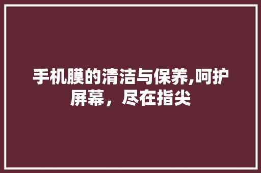 手机膜的清洁与保养,呵护屏幕，尽在指尖