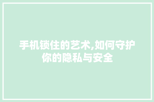 手机锁住的艺术,如何守护你的隐私与安全