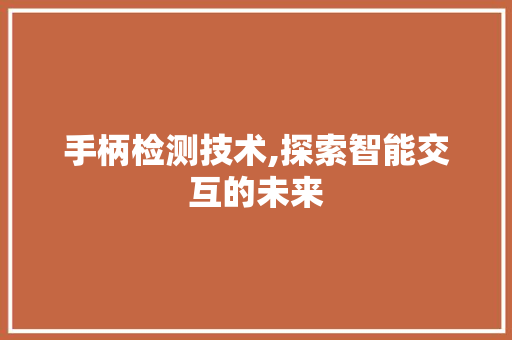 手柄检测技术,探索智能交互的未来 服务器/数据库