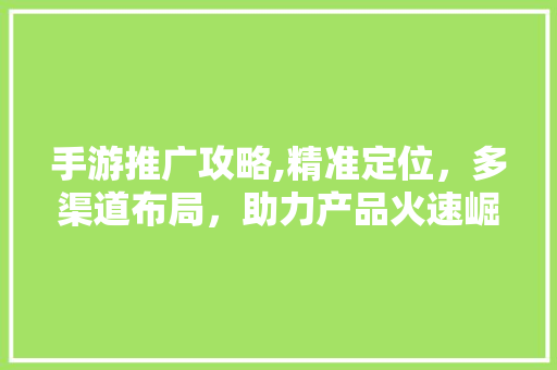 手游推广攻略,精准定位，多渠道布局，助力产品火速崛起