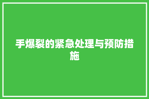 手爆裂的紧急处理与预防措施 SEO教程