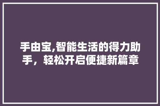 手由宝,智能生活的得力助手，轻松开启便捷新篇章