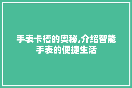 手表卡槽的奥秘,介绍智能手表的便捷生活