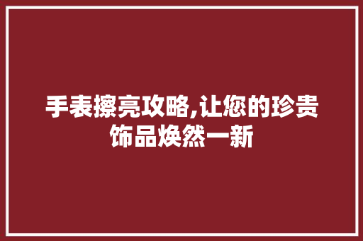 手表擦亮攻略,让您的珍贵饰品焕然一新