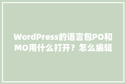 WordPress的语言包PO和MO用什么打开？怎么编辑「wordpress教程 全套」 WordPress的语言包PO和MO用什么打开？怎么编辑「wordpress教程 全套」 WordPress教程