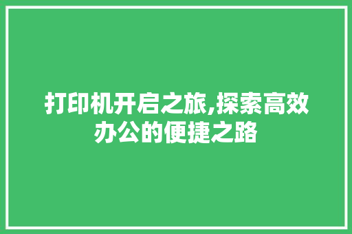 打印机开启之旅,探索高效办公的便捷之路 WordPress教程