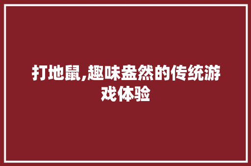 打地鼠,趣味盎然的传统游戏体验 WordPress教程