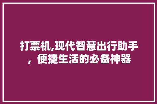 打票机,现代智慧出行助手，便捷生活的必备神器