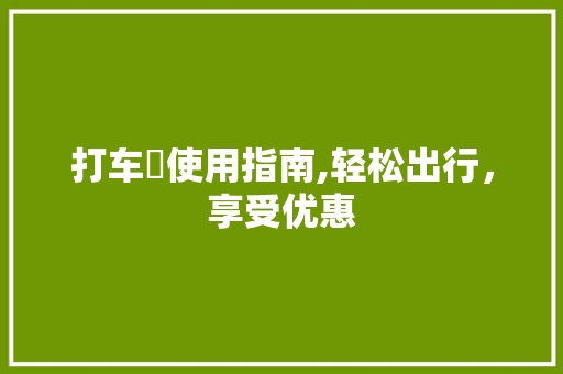 打车劵使用指南,轻松出行，享受优惠