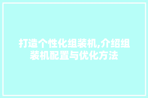 打造个性化组装机,介绍组装机配置与优化方法