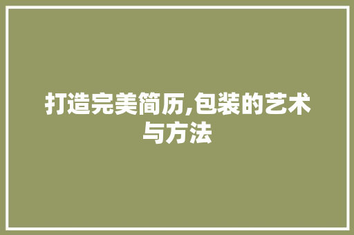 打造完美简历,包装的艺术与方法