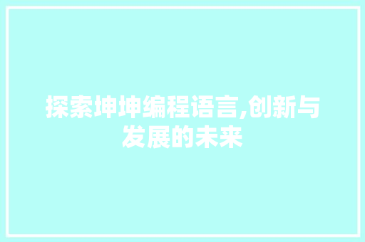 探索坤坤编程语言,创新与发展的未来 WordPress教程
