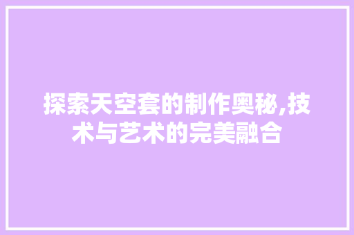 探索天空套的制作奥秘,技术与艺术的完美融合