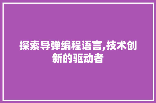 探索导弹编程语言,技术创新的驱动者
