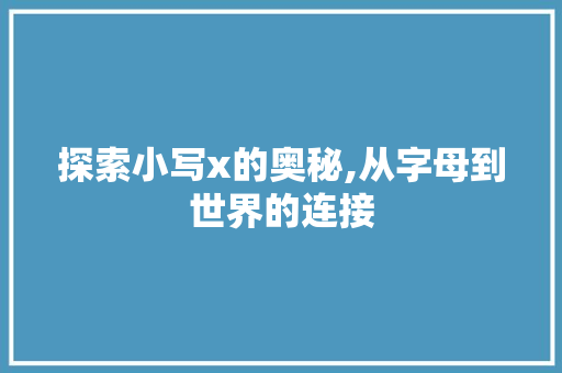 探索小写x的奥秘,从字母到世界的连接