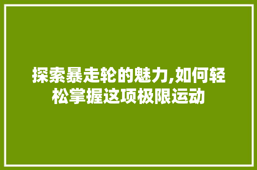 探索暴走轮的魅力,如何轻松掌握这项极限运动