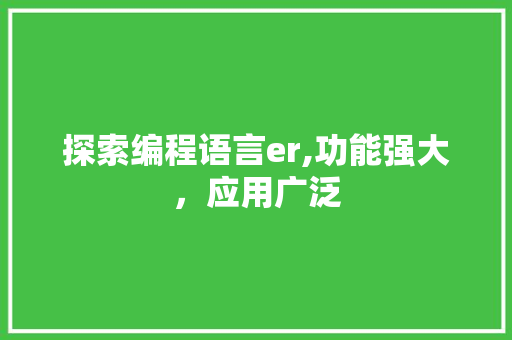 探索编程语言er,功能强大，应用广泛
