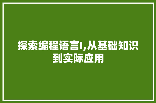 探索编程语言I,从基础知识到实际应用 友链在线