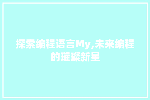 探索编程语言My,未来编程的璀璨新星