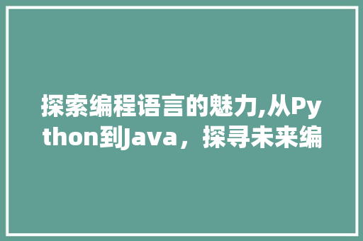 探索编程语言的魅力,从Python到Java，探寻未来编程之路