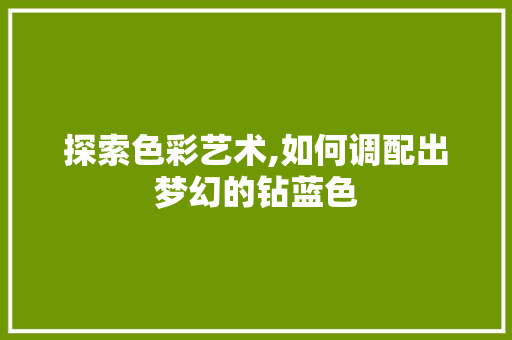 探索色彩艺术,如何调配出梦幻的钻蓝色 SEO教程