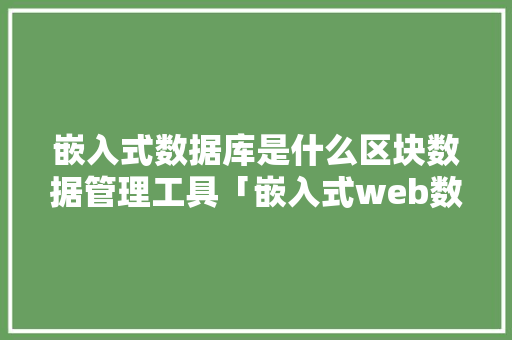 嵌入式数据库是什么区块数据管理工具「嵌入式web数据库管理」 嵌入式数据库是什么区块数据管理工具「嵌入式web数据库管理」 WordPress教程