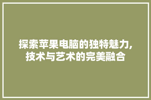 探索苹果电脑的独特魅力,技术与艺术的完美融合