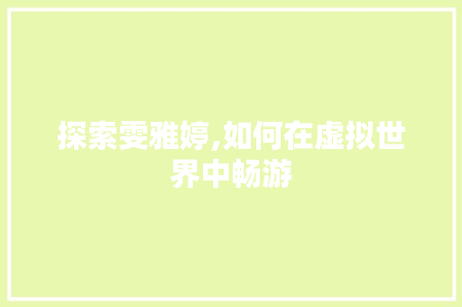 探索雯雅婷,如何在虚拟世界中畅游 SEO教程