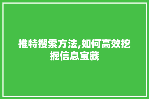 推特搜索方法,如何高效挖掘信息宝藏 WordPress教程