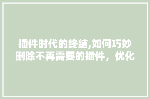 插件时代的终结,如何巧妙删除不再需要的插件，优化电脑性能